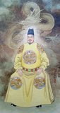 Emperor Hongwu, 1st ruler of the Ming Dynasty (r. 1368-1398).
Personal Name: Zhu Yuanzhang, Zhū Yuánzhāng.
Posthumous Name: Gaodi, Gāodì.
Temple Name: Taizu, Tàizǔ.
Reign Name: Ming Hongwu, Ming Hóngwǔ.<br/><br/>

The Hongwu Emperor was the founder and first emperor (1368–98) of the Ming Dynasty of China. His era name, Hongwu, means 'vastly martial'. In the middle of the 14th century, with famine, plagues and peasant revolts sweeping across China, Zhu became a leader of an army that conquered China, ending the Yuan Dynasty and forcing the Mongols to retreat to the Mongolian steppes. With his seizure of the Yuan capital (present-day Beijing), he claimed the Mandate of Heaven and established the Ming Dynasty in 1368.