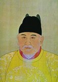 Emperor Hongwu, 1st ruler of the Ming Dynasty (r. 1368-1398).
Personal Name: Zhu Yuanzhang, Zhū Yuánzhāng.
Posthumous Name: Gaodi, Gāodì.
Temple Name: Taizu, Tàizǔ.
Reign Name: Ming Hongwu, Ming Hóngwǔ.<br/><br/>

The Hongwu Emperor was the founder and first emperor (1368–98) of the Ming Dynasty of China. His era name, Hongwu, means 'vastly martial'. In the middle of the 14th century, with famine, plagues and peasant revolts sweeping across China, Zhu became a leader of an army that conquered China, ending the Yuan Dynasty and forcing the Mongols to retreat to the Mongolian steppes. With his seizure of the Yuan capital (present-day Beijing), he claimed the Mandate of Heaven and established the Ming Dynasty in 1368.