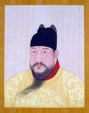 Emperor Hongxi, 4th ruler of the Ming Dynasty (r. 1424-1425).
Personal Name: Zhu Gaochi, Zhū Gāochì.
Posthumous Name: Zhaodii, Zhāodì.
Temple Name: Renzong, Rénzōng.
Reign Name: Ming Hongxi, Ming Hóngxī.<br/><br/>

The Hongxi Emperor was the fourth emperor of the Ming dynasty in China. He succeeded his father, Yongle, in 1424. His era name means 'Vastly Bright'. As Yongle's eldest son, Zhu Gaozhi was born August 16, 1378 and was educated by prominent Confucian tutors. He often acted as regent at Nanjing or at Beijing during his father's northern military campaigns. Zhu Gaozhi, as soon as he became Emperor Hongxi in September 1424, canceled Zheng He's maritime expeditions permanently and abolished the frontier trade of tea for horses as well as missions for gold and pearls to Yunnan and Vietnam. Emperor Hongxi ordered that the capital be moved back to Nanjing from Beijing (which had been made the capital by the Yongle Emperor in 1421). However he died, probably of a heart attack, a month later in May 1425. His son had been declared heir apparent and became the Xuande Emperor at age 26. Although Hongxi had a short reign, he is credited with reforms that made lasting improvements, and his liberal policies were continued by his son.