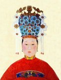 Empress Xiaojing (1565-1612), was the mother of the Taichang Emperor. Initially a maid of the Dowager Empress who caught the eye of Emperor Wanli, however, Wanli only favoured Lady Zheng, and all but ignored Xiaojing, hence Taichang was not created crown prince until 1601. Her grandson, the Tianqi Emperor, promoted her to Empress Dowager. Thus she was re-buried from an Imperial Concubine's tomb to the Wanli Emperor's tomb. The Wanli Emperor therefore was the only Ming Dynasty Emperor buried with two wives.