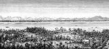 This illustration by Louis Delaporte is one of dozens he produced during his two-year venture (1866-68) with the Mekong Exploration Commission sponsored by the French Ministry of the Navy, the intention of which was to lay the groundwork for the expansion of French colonies in Indochina. Traveling the Mekong by boat, the small French delegation voyaged from Saigon to Phnom Penh to Luang Prabang, then farther north into the uncharted waters of Upper Laos and China's Yunnan province, before returning to Hanoi in 1868 by foot, accompanied by porters and elephants.
