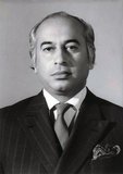 Zulfikar Ali Bhutto was a Pakistani politician who served as the fourth President of Pakistan from 1971 to 1973 and as the ninth Prime Minister of Pakistan from 1973 to 1977. He was the founder of the Pakistan Peoples Party (PPP), the largest and most influential political party in Pakistan. His daughter Benazir Bhutto also served twice as prime minister. She was assassinated on 27 December 2007.<br/><br/>

Educated at the University of California, Berkeley, in the United States and University of Oxford in the United Kingdom, Bhutto was noted for his economic initiatives and authoring and administrating Pakistan's nuclear weapons research programme, for this he is known as the Father of the Nuclear Programme.<br/><br/>

He was executed in 1979 after the Supreme Court of Pakistan sentenced him to death for authorising the murder of a political opponent in a move that many believe was carried out under the directives of General Muhammad Zia-ul-Haq.
