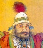 An Lushan (ca. 703–29 January 757), born Aluoshan or Galuoshan, posthumously named Prince La of Yan, was a military leader of Sogdian and Tujue origin during the Tang Dynasty in China. He rose to prominence by defending the northeastern border from the Khitan and other northern threats, while systematically bribing Imperial messengers and envoys to depict him in good terms in their reports. He was summoned to Chang'an, the Tang Dynasty's capital, several times and managed to get the favor of Chancellor Li Linfu and Emperor Xuanzong, who took An Lushan as his son. This allowed An Lushan to get astonishing military power in northeast China. After the death of Li Linfu, his opposition to Yang Guozhong created military tension within the Empire. The promotion of Yang Guozhong to Chancellor precipitated the catastrophic An Shi Rebellion, which lasted from 755 to 763. Viewed as paranoid and dangerous, An Lushan was assassinated by his own son, An Qingxu, in 757, starting political turmoil for the Yan Kingdom which eventually led to its final collapse in 763.