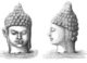 Laos: Two Buddha heads from a ruined monastery in Champasak, redrawn from an 1867 illustration by French expeditioner Louis Delaporte.