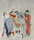 China: Emperor Xuanzang's consort Yang Yuhua, better known as Yang Gueifei, mounting a horse. Detail of a painting by Qian Xuan (1235–1305).